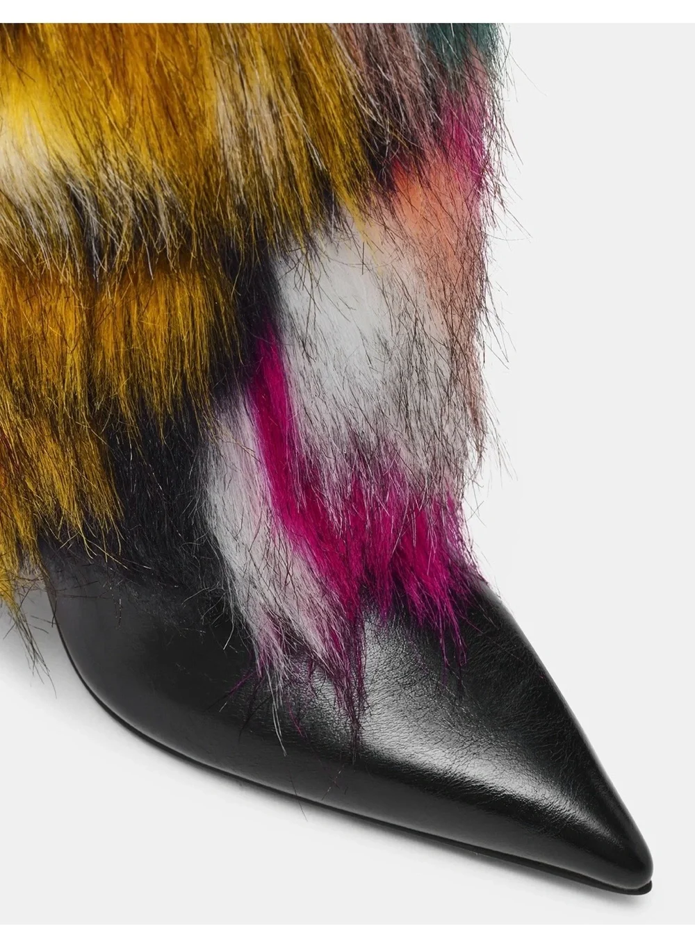 Steve Madden Multicolor Faux Fur Over-the-Knee Boots in Teal, Magenta & Mustard